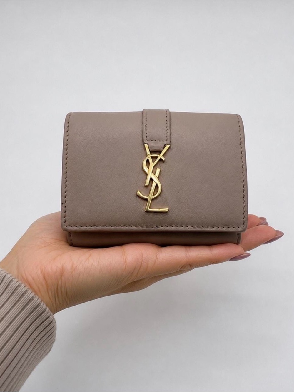 Yves Saint Laurent (YSL) Tiny Cassandra Leather Trifold Wallet AUTHENTIC w/ COA